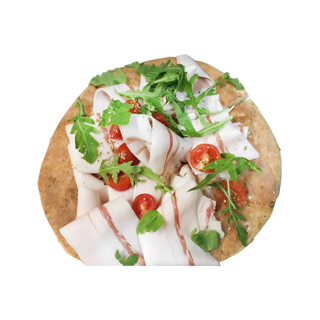 Round calzone with Porcini Mushrooms & cheek lard